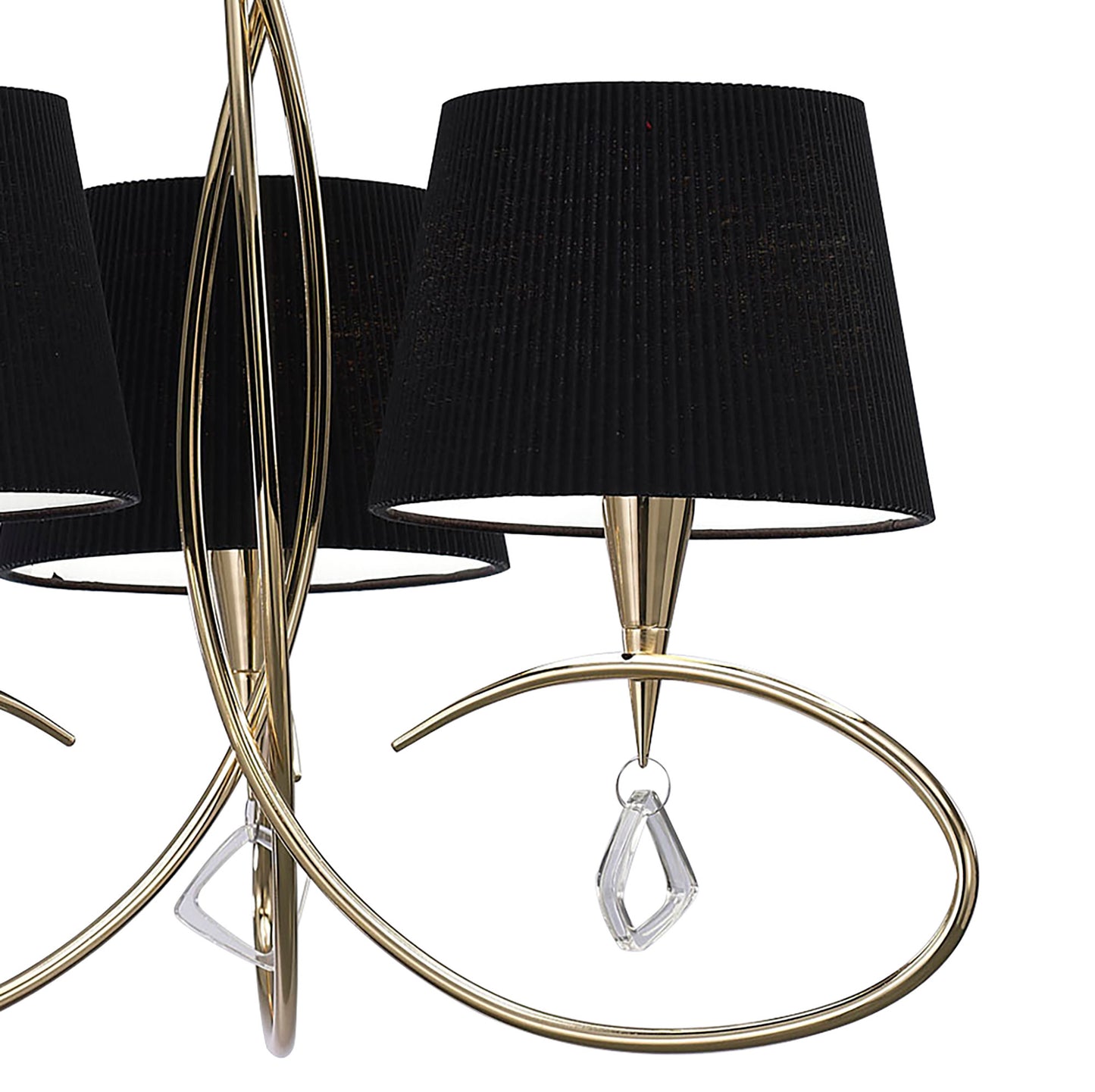 Mara Pendant 3 Light E14, French Gold With Black Shades by Mantra