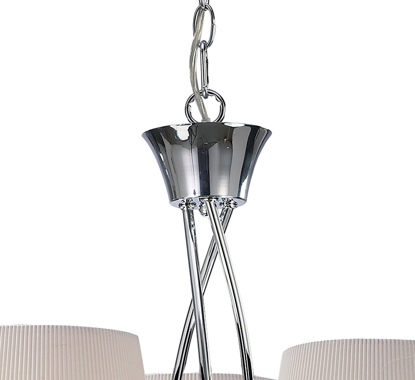 Mara Pendant 3 Light E14, Polished Chrome With Ivory White Shades by Mantra