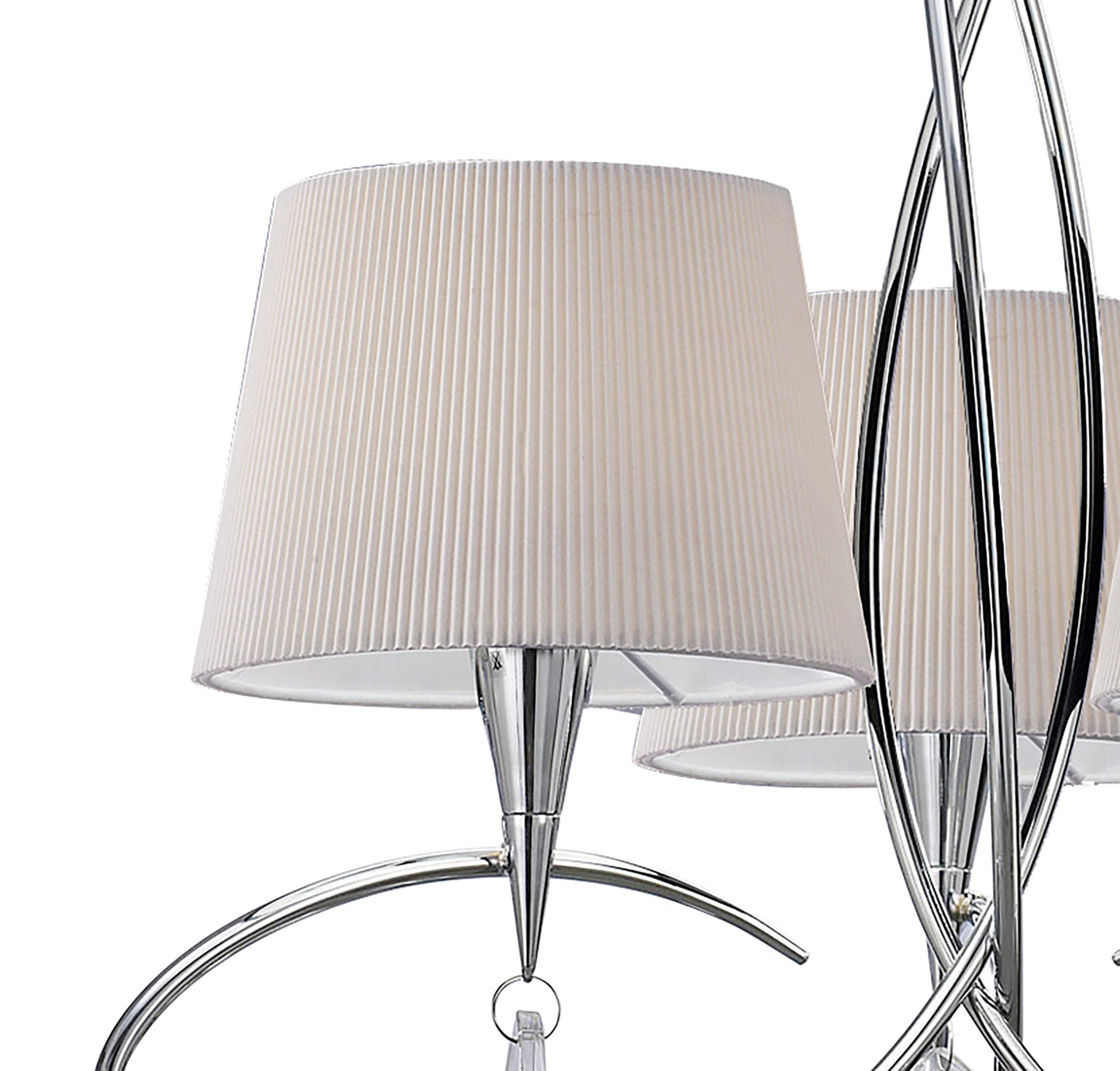 Mara Pendant 3 Light E14, Polished Chrome With Ivory White Shades by Mantra