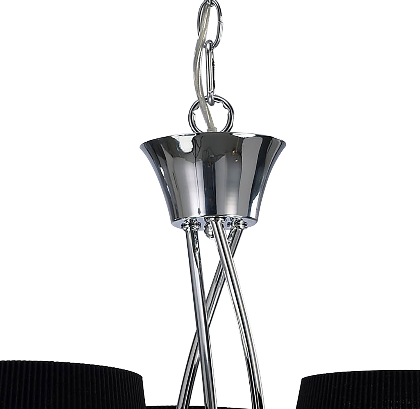 Mara Pendant 3 Light E14, Polished Chrome With Black Shades by Mantra