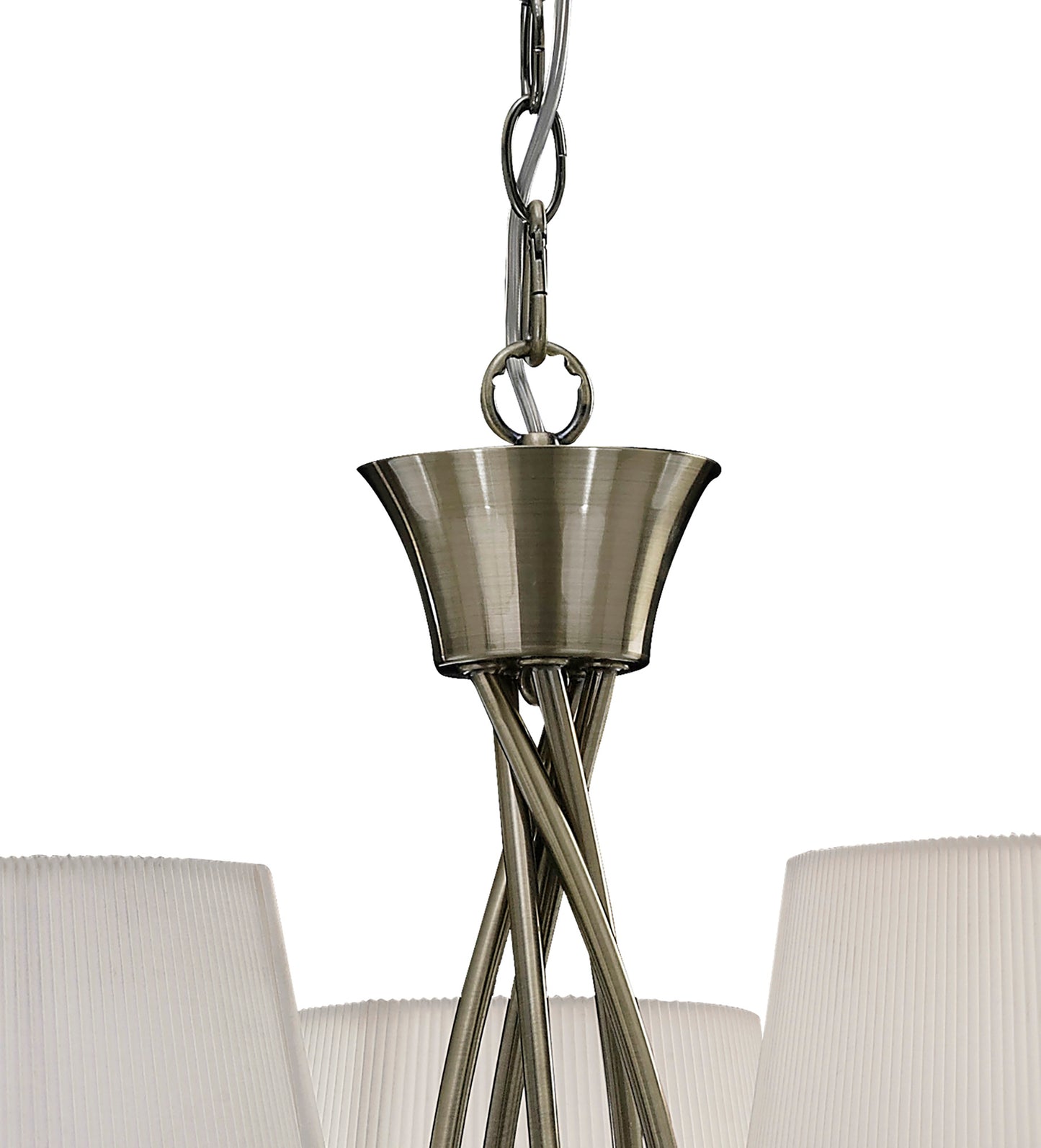 Mara Pendant 5 Light E14, Antique Brass With Ivory White Shades by Mantra