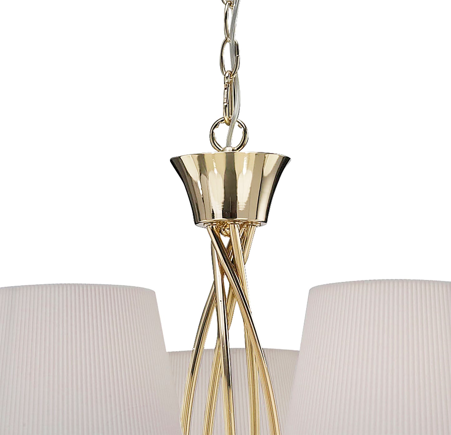 Mara Pendant 5 Light E14, French Gold With Ivory White Shades by Mantra