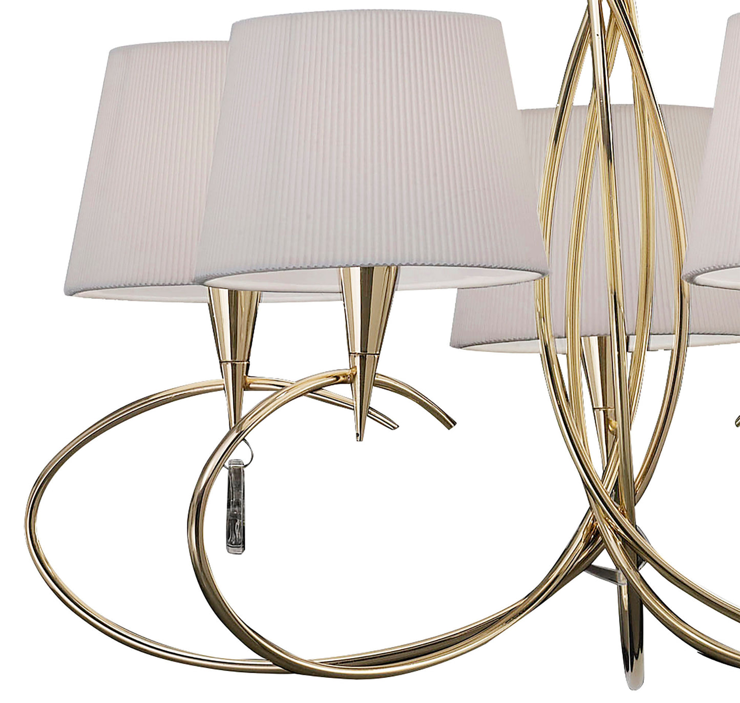 Mara Pendant 5 Light E14, French Gold With Ivory White Shades by Mantra