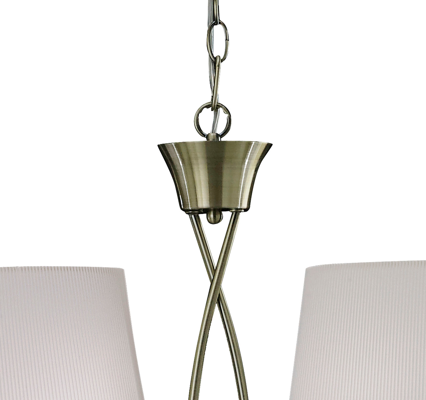 Mara Linear Pendant 2 Arm 4 Light E14, Antique Brass With Ivory White Shades by Mantra