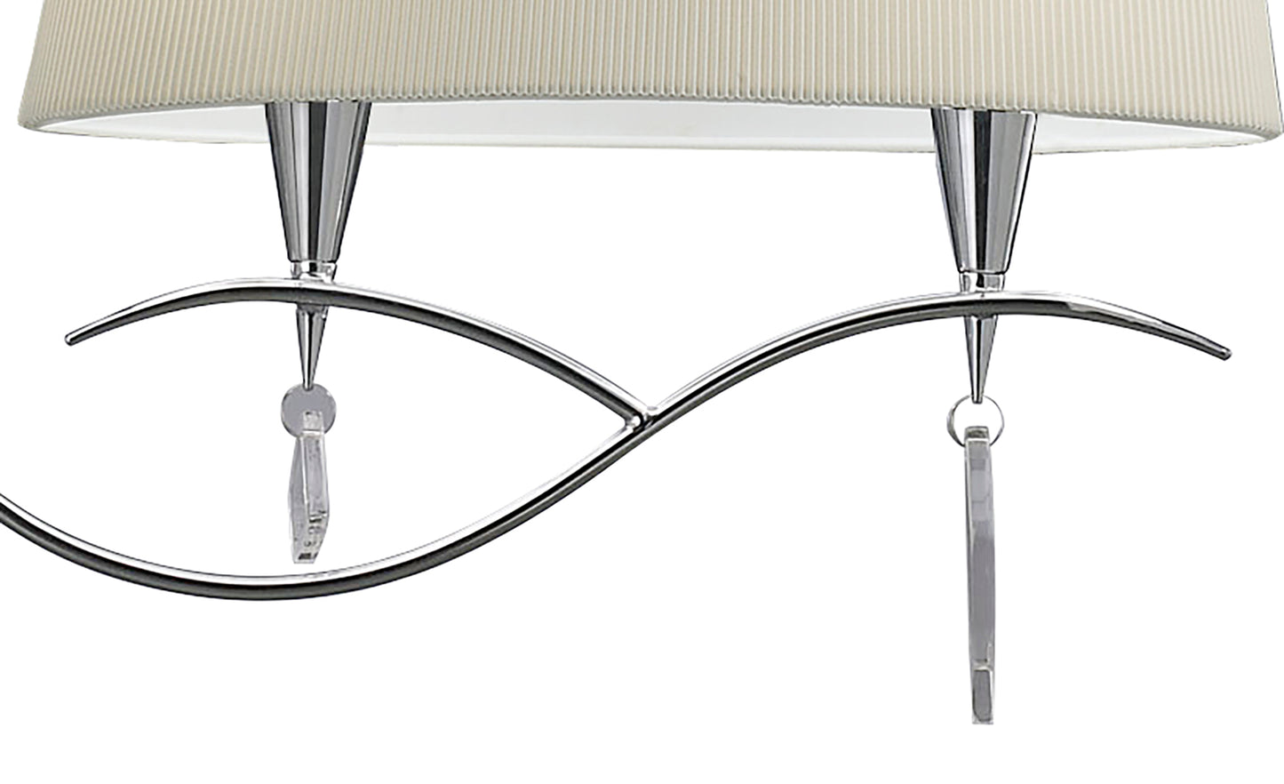 Mara Linear Pendant 2 Arm 4 Light E14, Polished Chrome With Ivory White Shades by Mantra