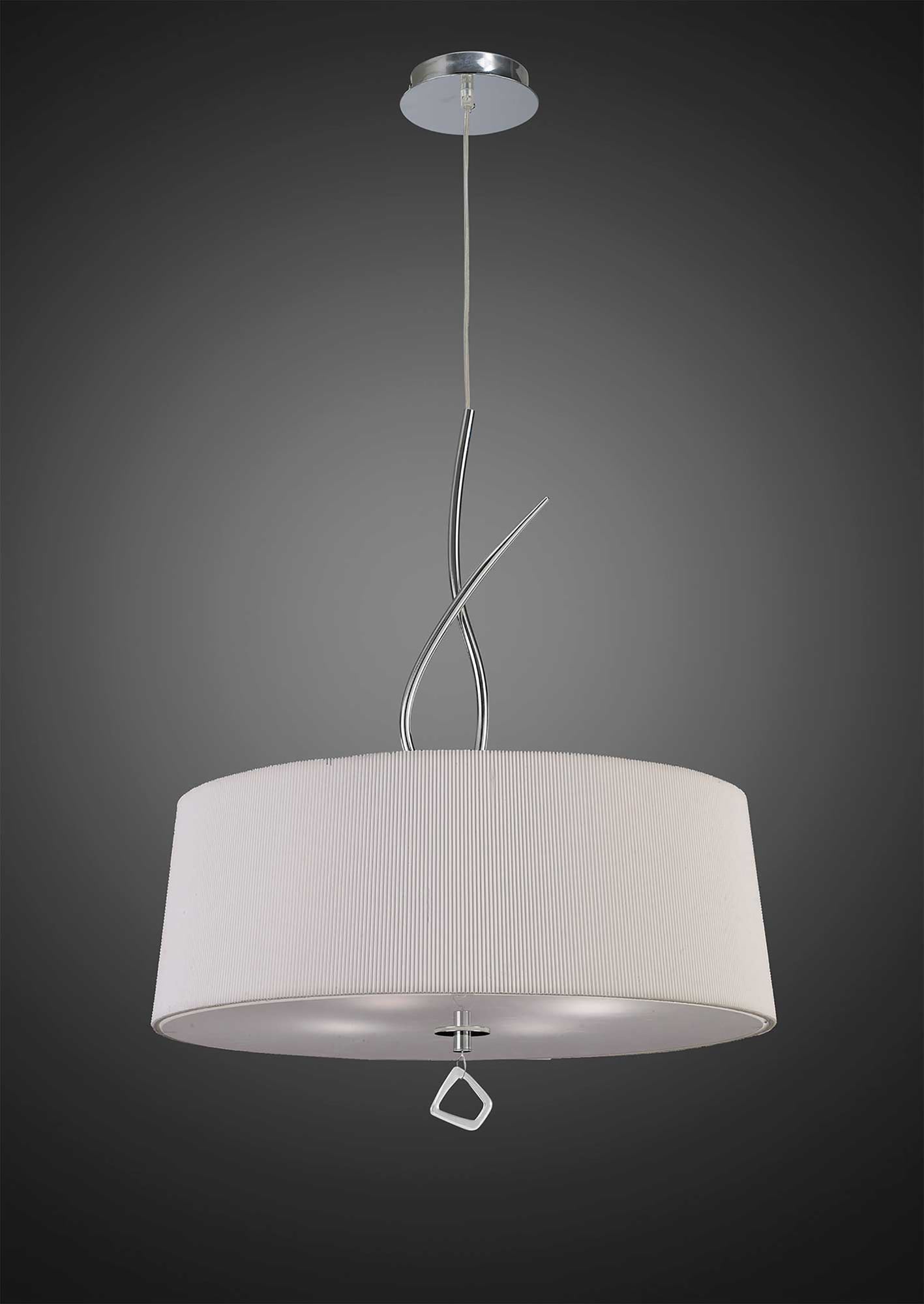 Mara Pendant 4 Light E27 Round, Polished Chrome With Ivory White Shade by Mantra