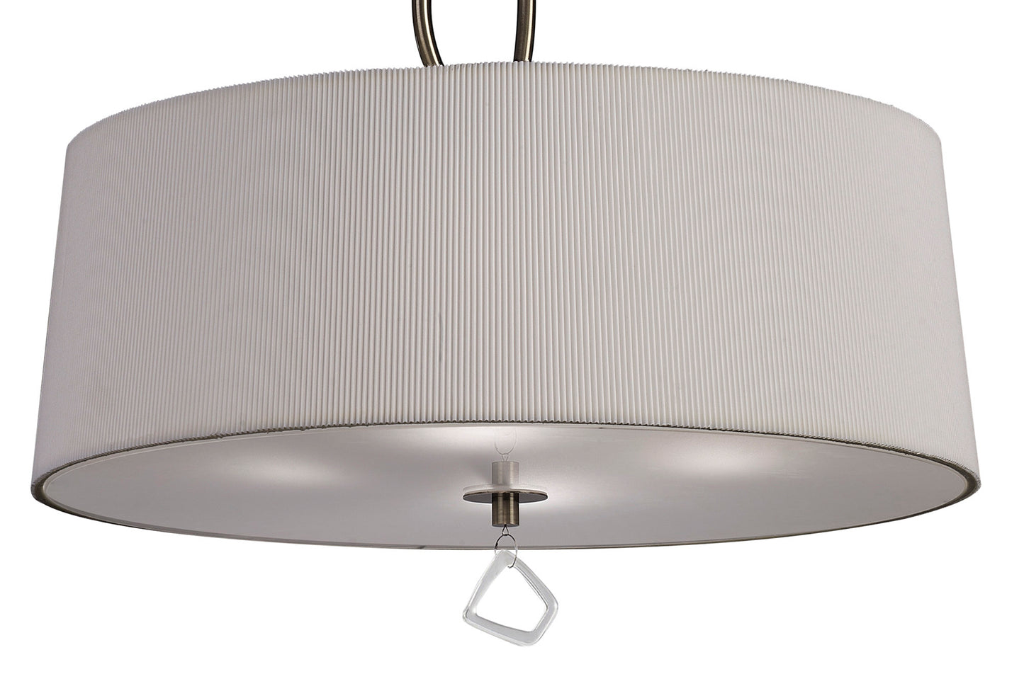 Mara Pendant 4 Light E27 Round, Antique Brass With Ivory White Shade by Mantra