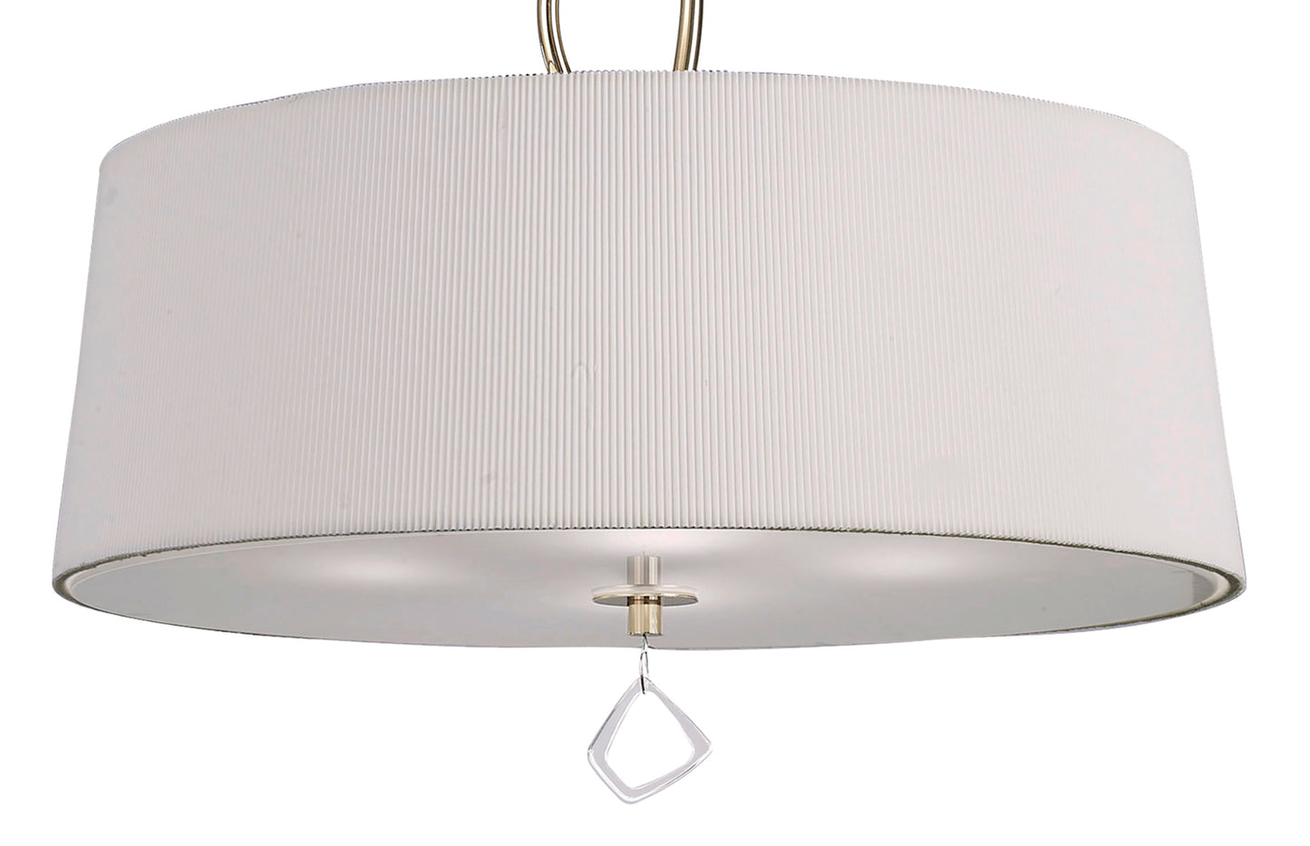 Mara Pendant 4 Light E27 Round, French Gold With Ivory White Shade by Mantra