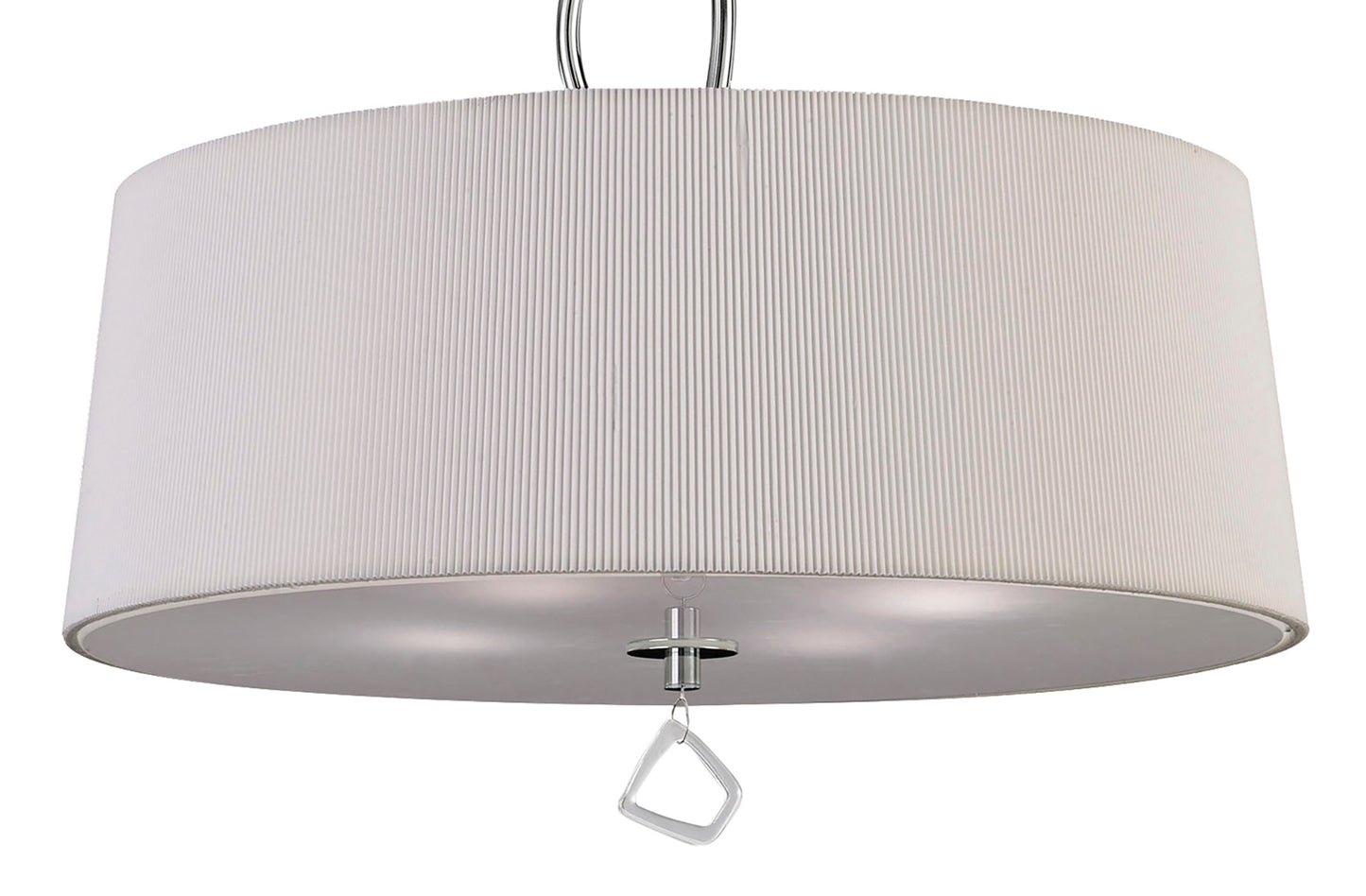 Mara Pendant 4 Light E27 Round, Polished Chrome With Ivory White Shade by Mantra