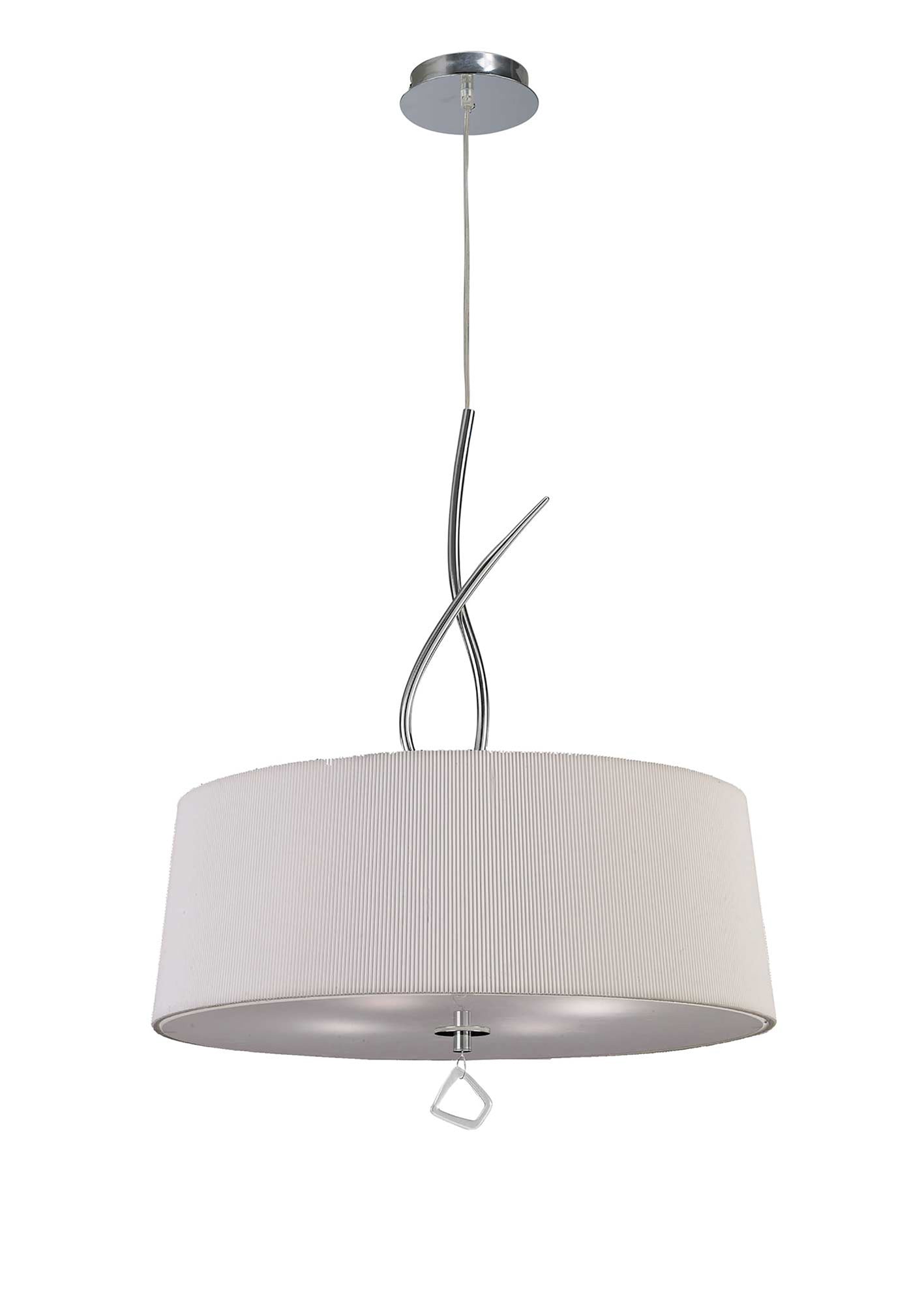 Mara Pendant 4 Light E27 Round, Polished Chrome With Ivory White Shade by Mantra