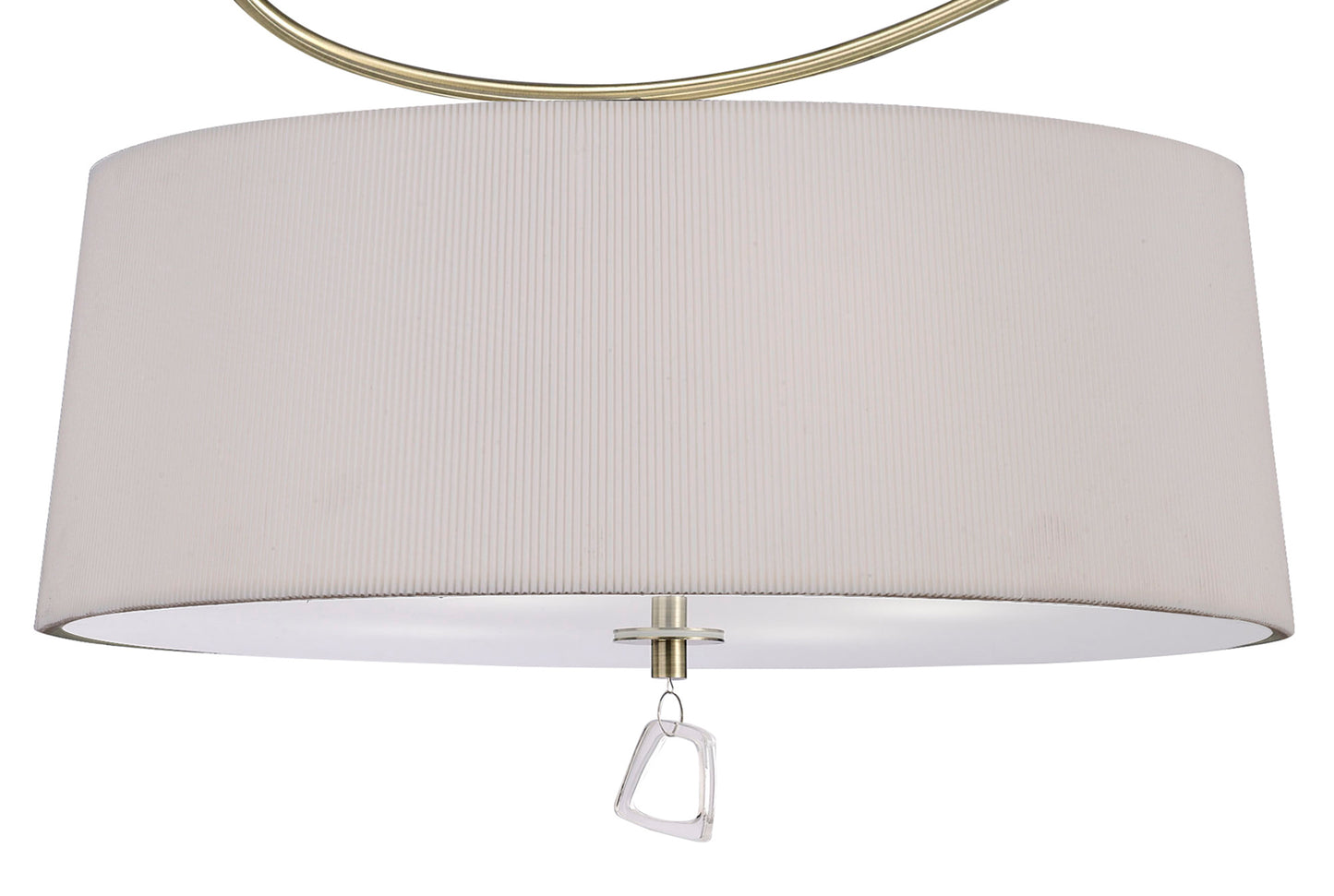 Mara Semi Flush 4 Light E27 Round, Antique Brass With Ivory White Shade by Mantra