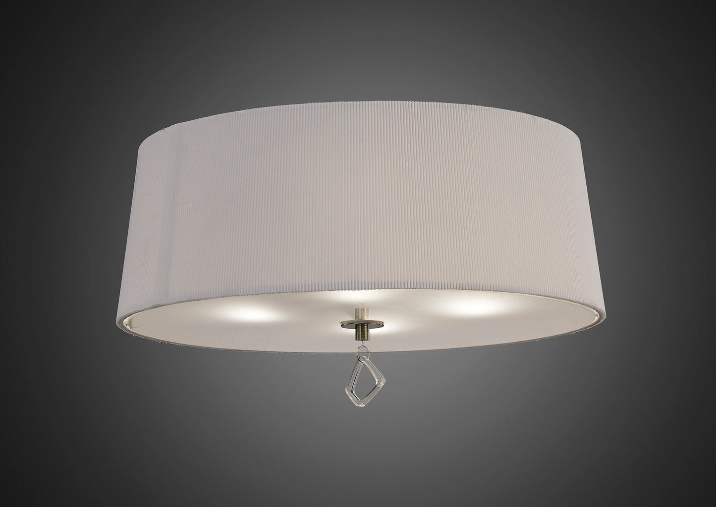 Mara Flush Ceiling 4 Light E27 Round, Antique Brass With Ivory White Shade by Mantra