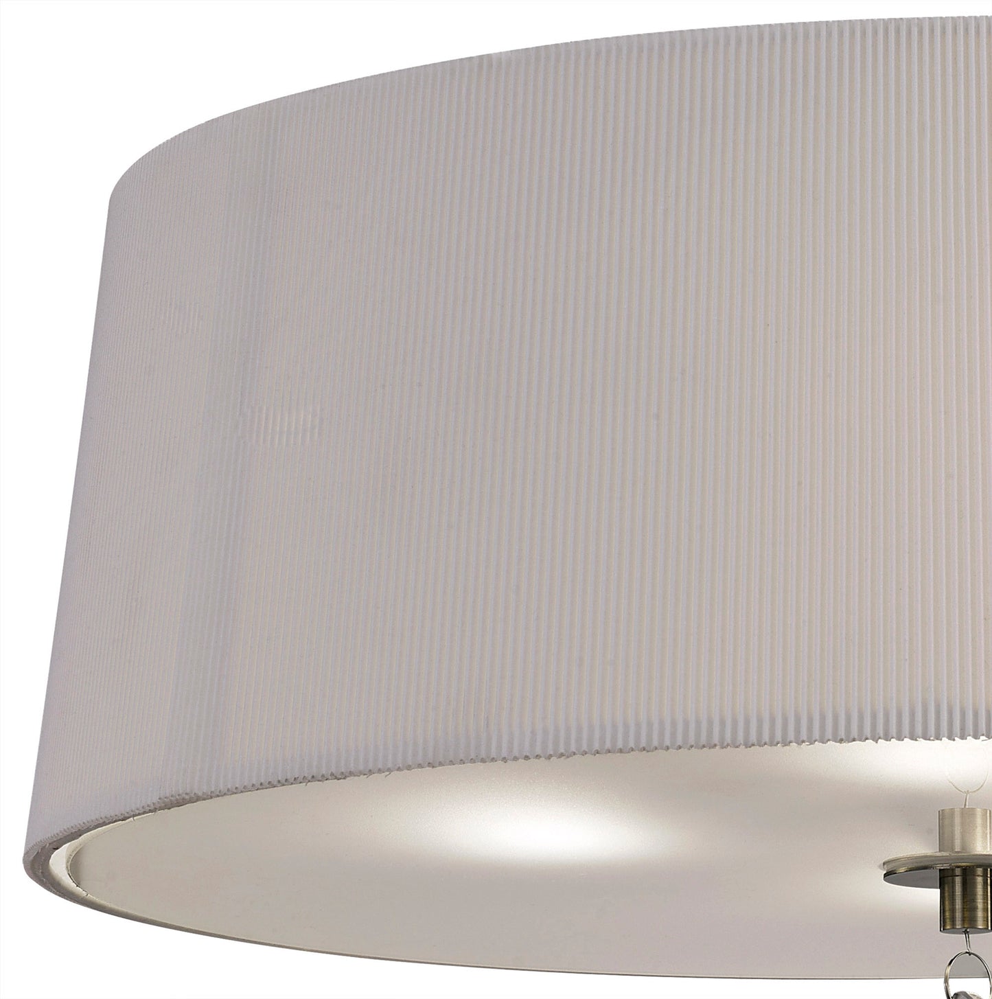 Mara Flush Ceiling 4 Light E27 Round, Antique Brass With Ivory White Shade by Mantra