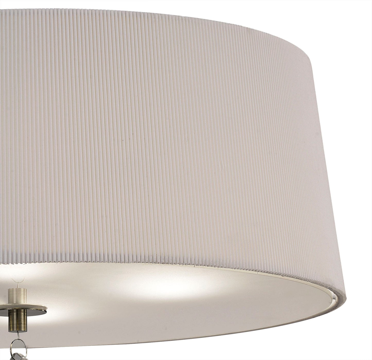 Mara Flush Ceiling 4 Light E27 Round, Antique Brass With Ivory White Shade by Mantra