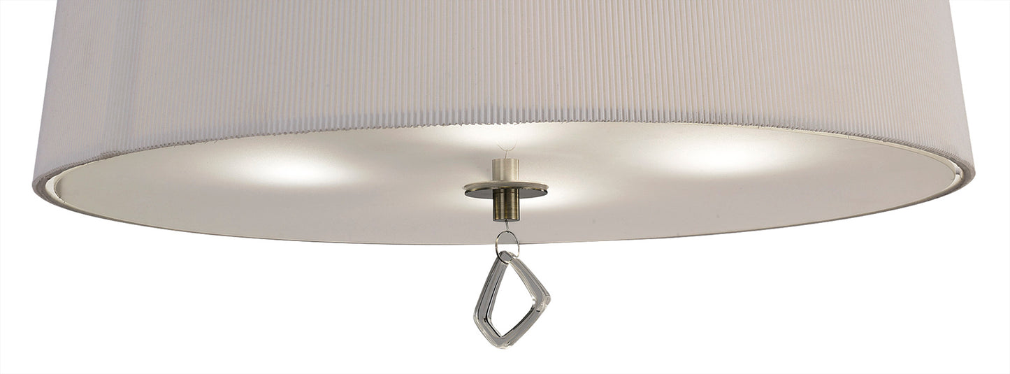 Mara Flush Ceiling 4 Light E27 Round, Antique Brass With Ivory White Shade by Mantra