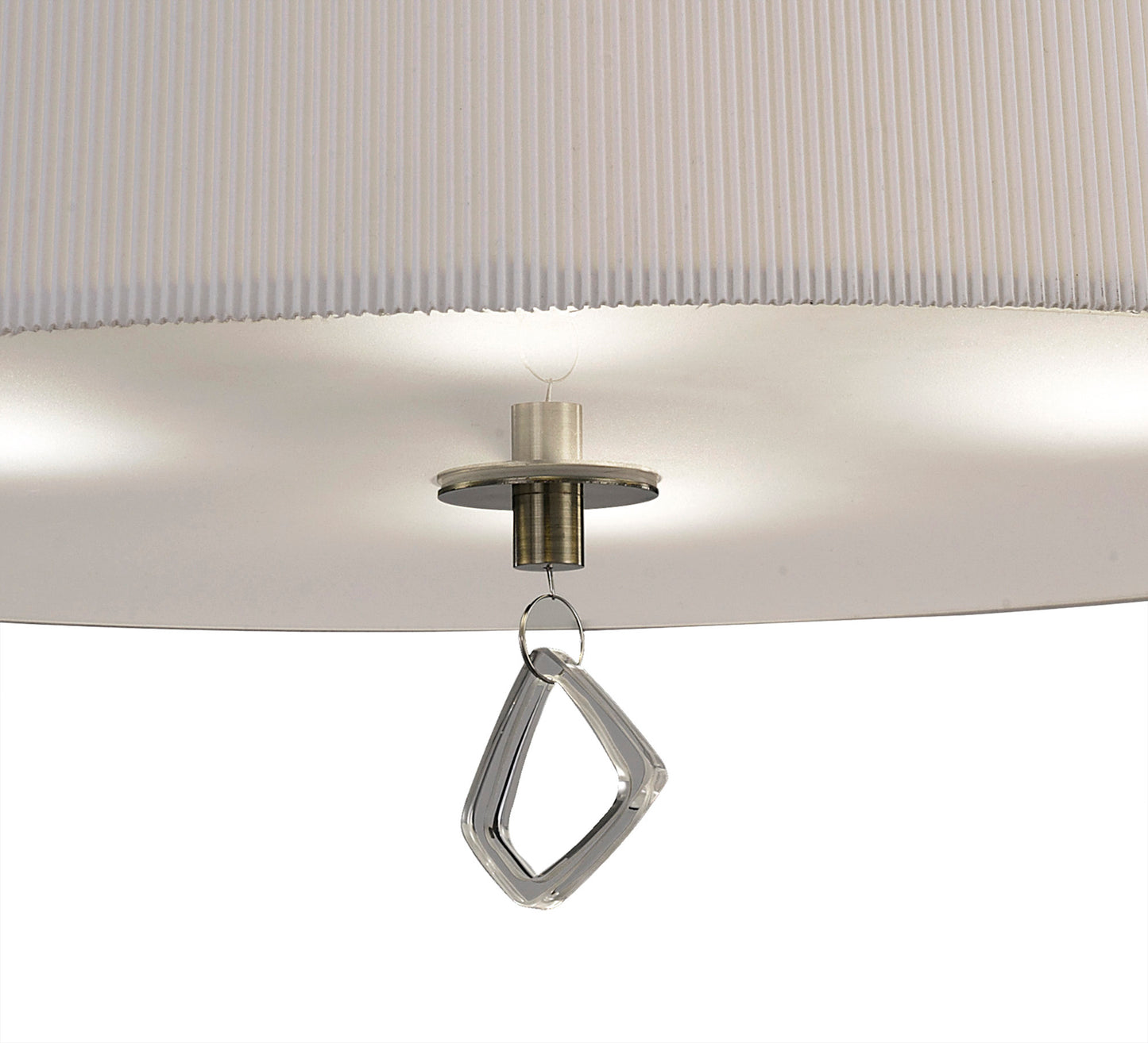 Mara Flush Ceiling 4 Light E27 Round, Antique Brass With Ivory White Shade by Mantra