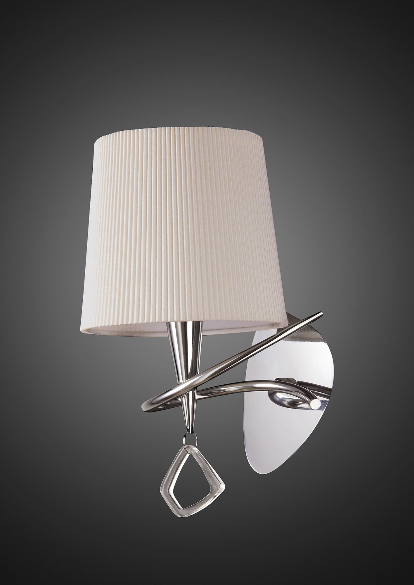 Mara Wall Lamp Switched 1 Light E14, Polished Chrome With Ivory White Shade by Mantra