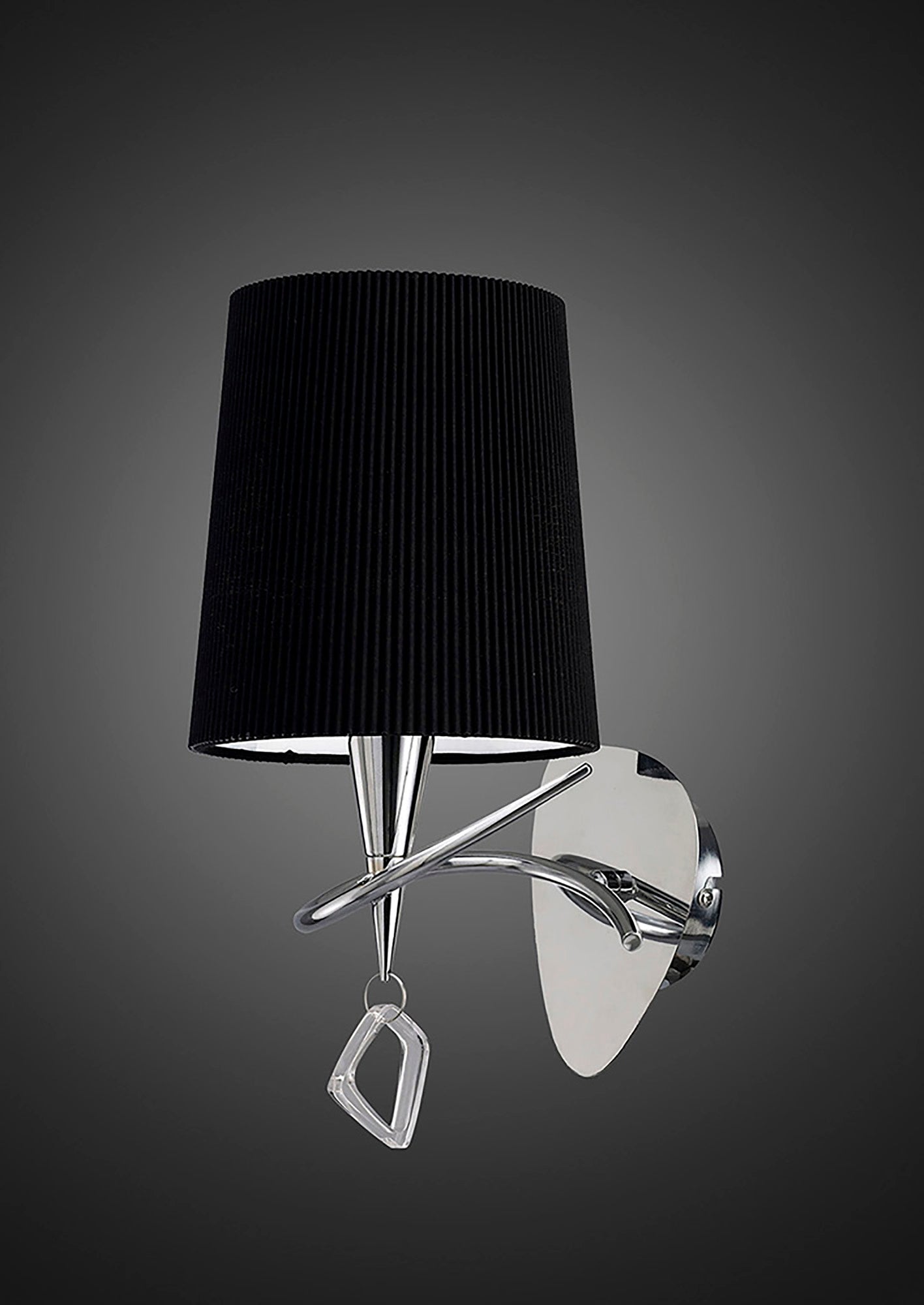 Mara Wall Lamp Switched 1 Light E14, Polished Chrome With Black Shade by Mantra