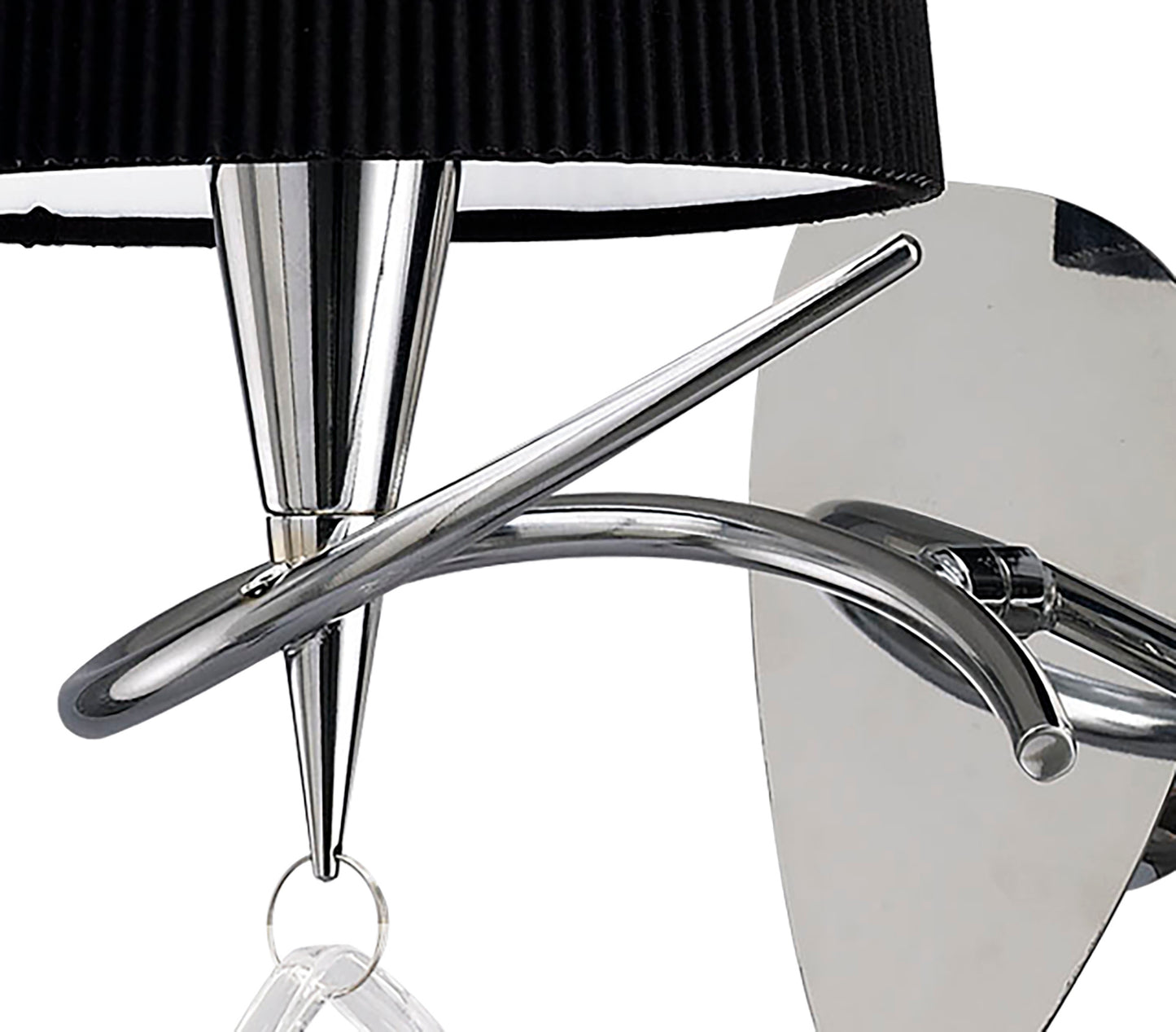 Mara Wall Lamp Switched 1 Light E14, Polished Chrome With Black Shade by Mantra