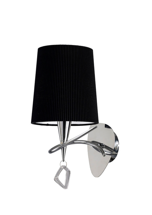 Mara Wall Lamp Switched 1 Light E14, Polished Chrome With Black Shade by Mantra