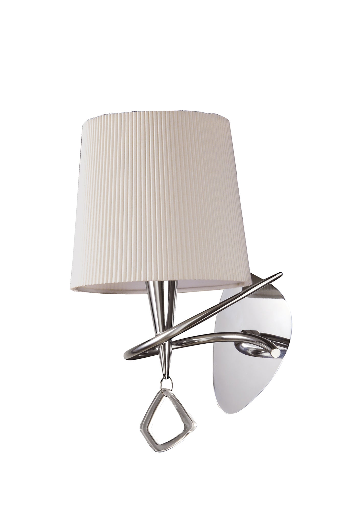 Mara Wall Lamp Switched 1 Light E14, Polished Chrome With Ivory White Shade by Mantra