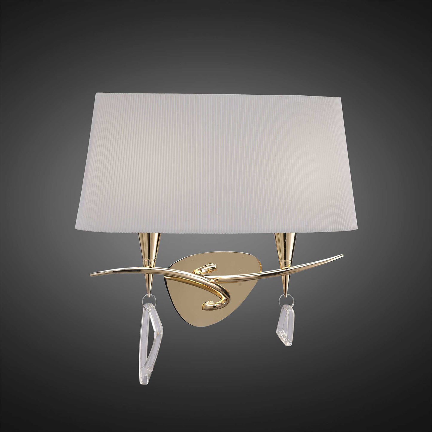 Mara Wall Lamp Switched 2 Light E14, French Gold With Ivory White Shade by Mantra