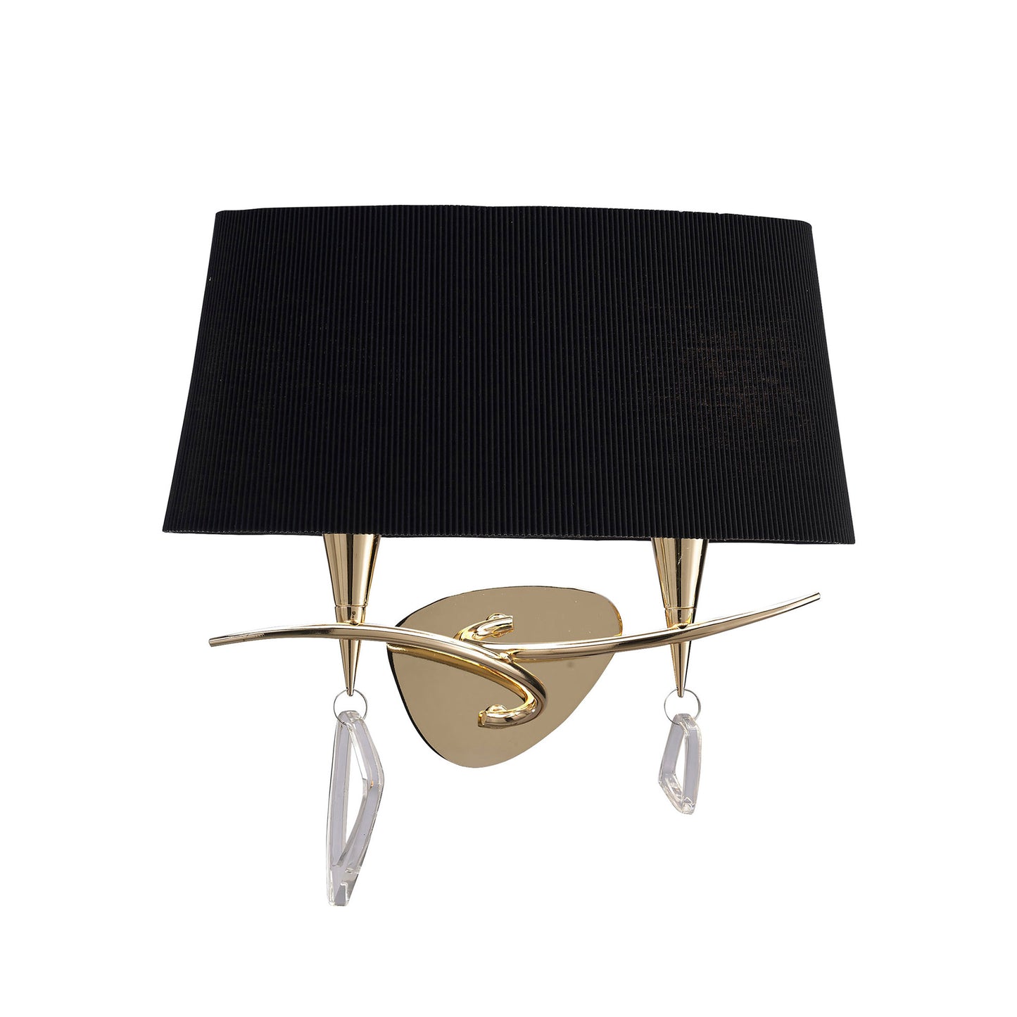 Mara Wall Lamp Switched 2 Light E14, French Gold With Black Shade by Mantra