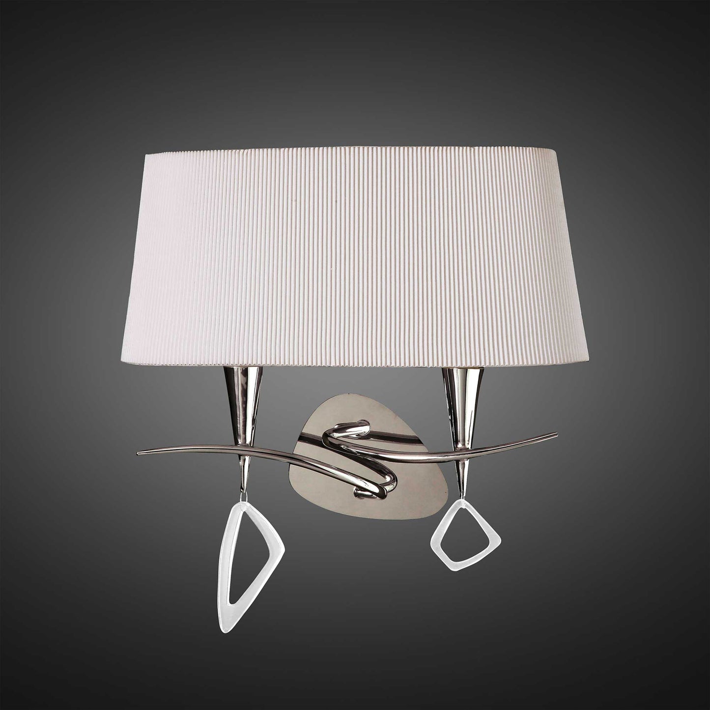 Mara Wall Lamp Switched 2 Light E14, Polished Chrome With Ivory White Shade by Mantra