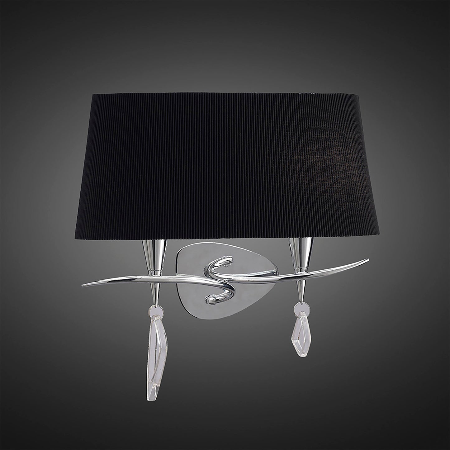 Mara Wall Lamp Switched 2 Light, Polished Chrome With Black Shade by Mantra