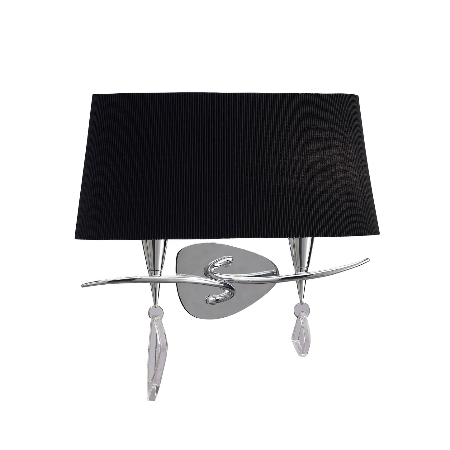 Mara Wall Lamp Switched 2 Light, Polished Chrome With Black Shade by Mantra