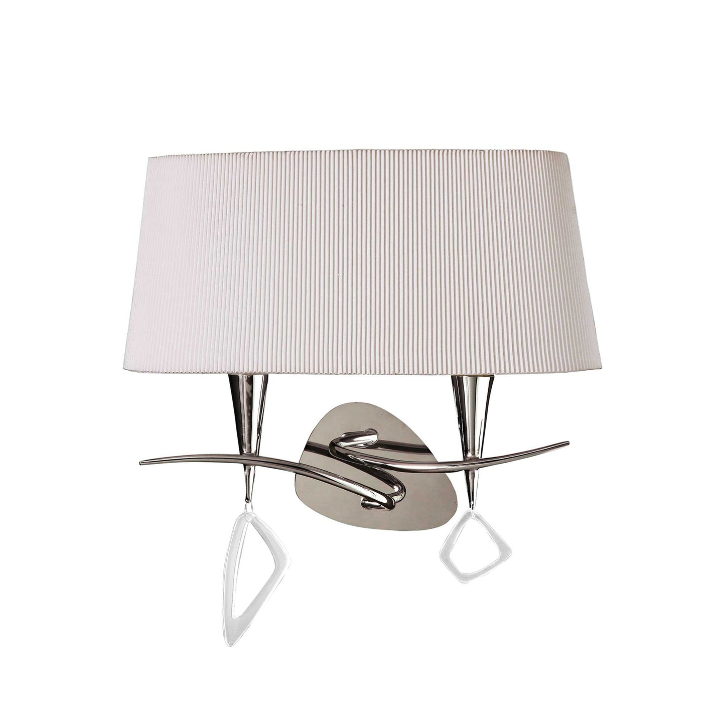 Mara Wall Lamp Switched 2 Light E14, Polished Chrome With Ivory White Shade by Mantra