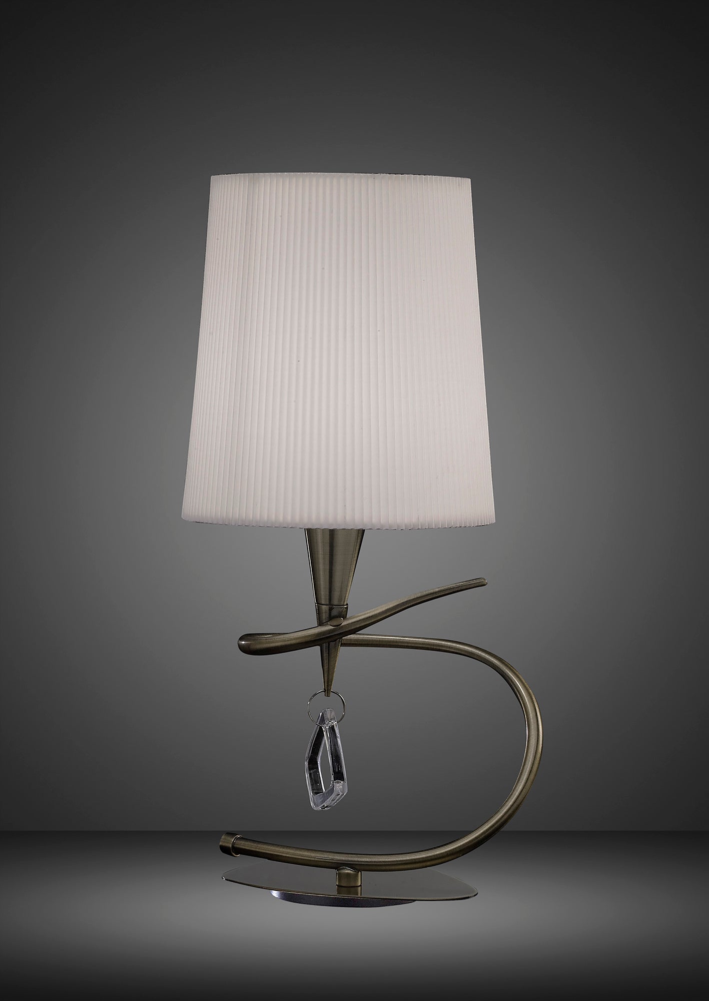 Mara Table Lamp 1 Light E14 Small, Antique Brass With Ivory White Shade by Mantra