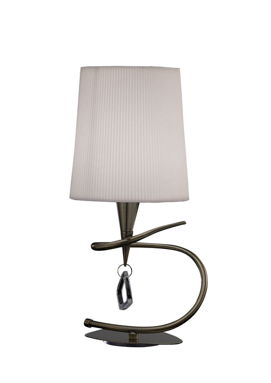 Mara Table Lamp 1 Light E14 Small, Antique Brass With Ivory White Shade by Mantra