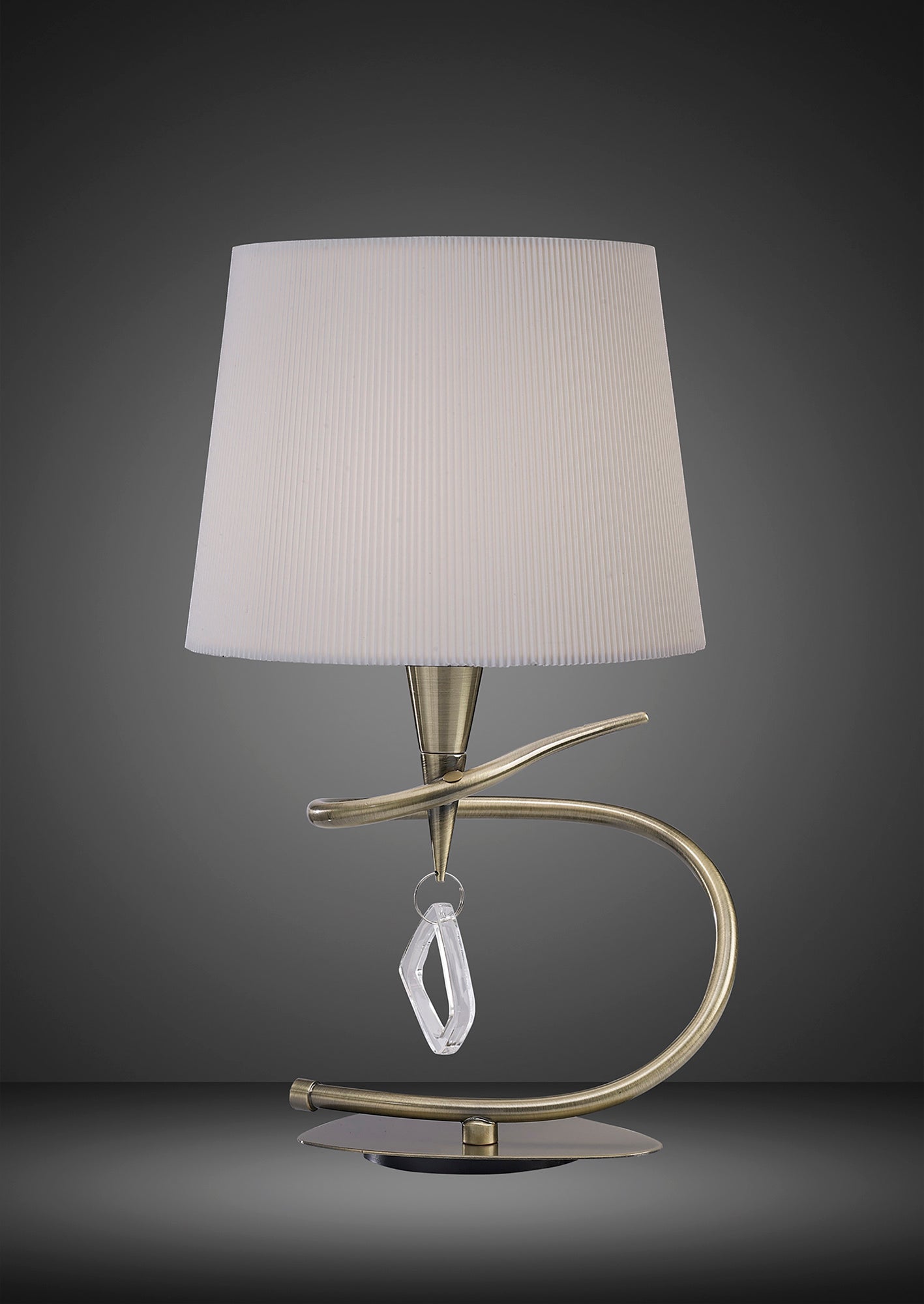 Mara Table Lamp 1 Light E14 Large, Antique Brass With Ivory White Shade by Mantra