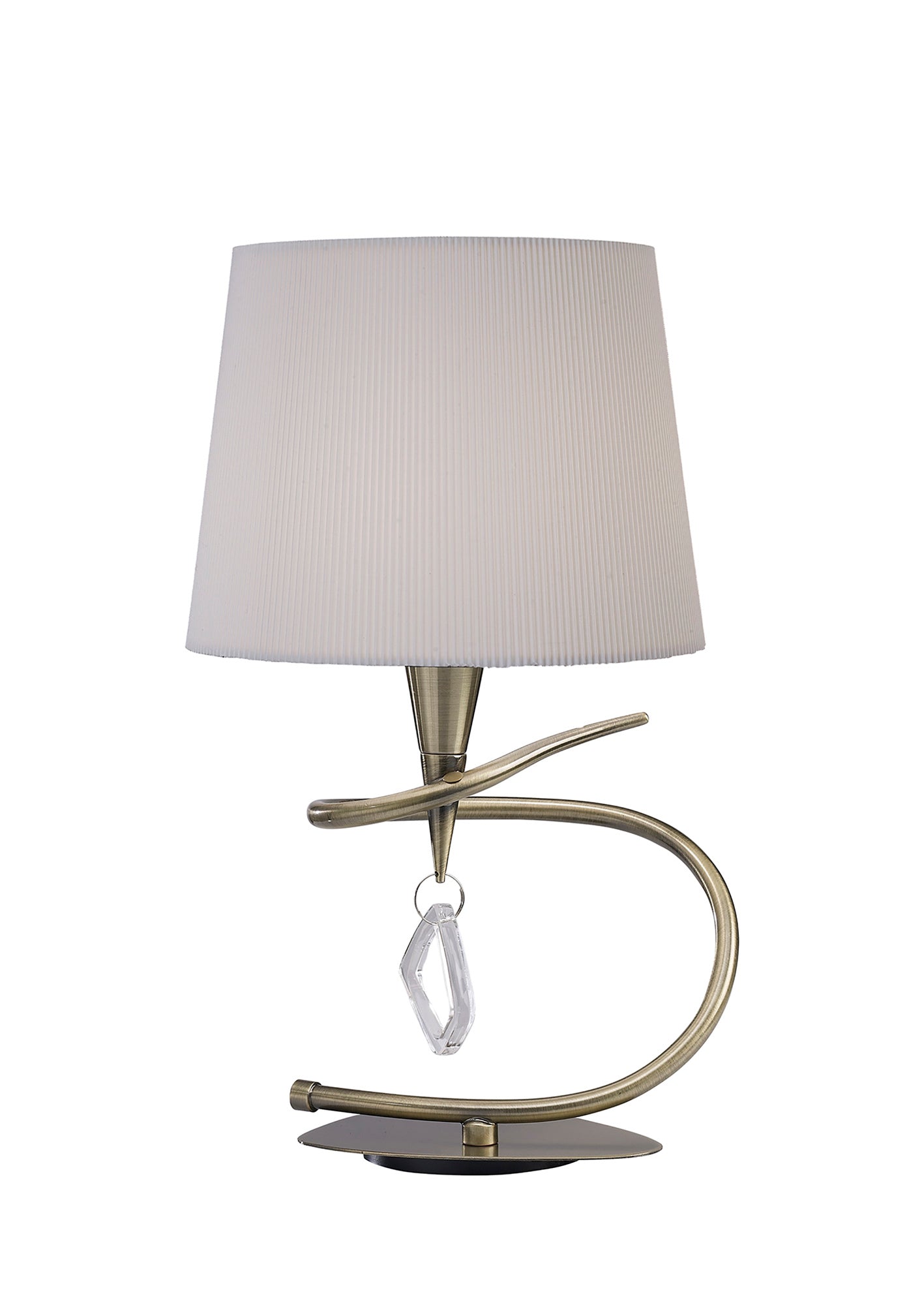 Mara Table Lamp 1 Light E14 Large, Antique Brass With Ivory White Shade by Mantra