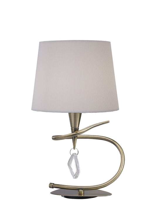 Mara Table Lamp 1 Light E14 Large, Antique Brass With Ivory White Shade by Mantra