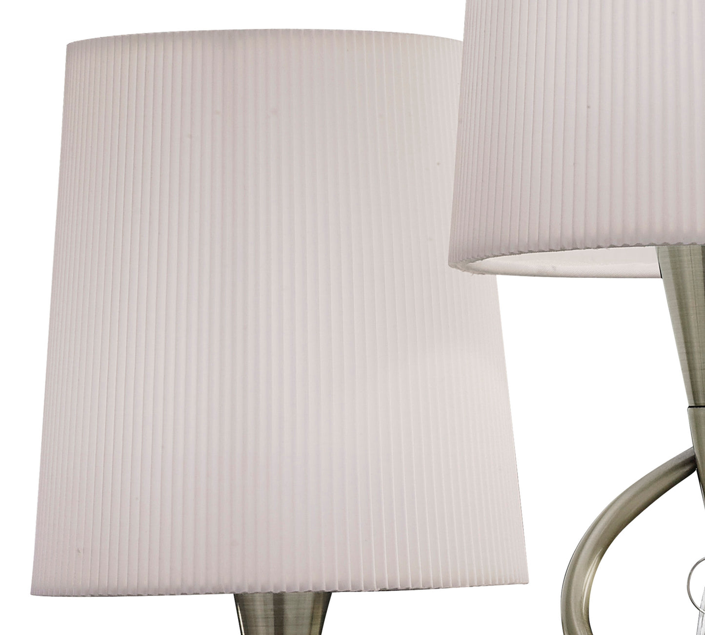 Mara Table Lamp 2 Light E14, Antique Brass With Ivory White Shades by Mantra