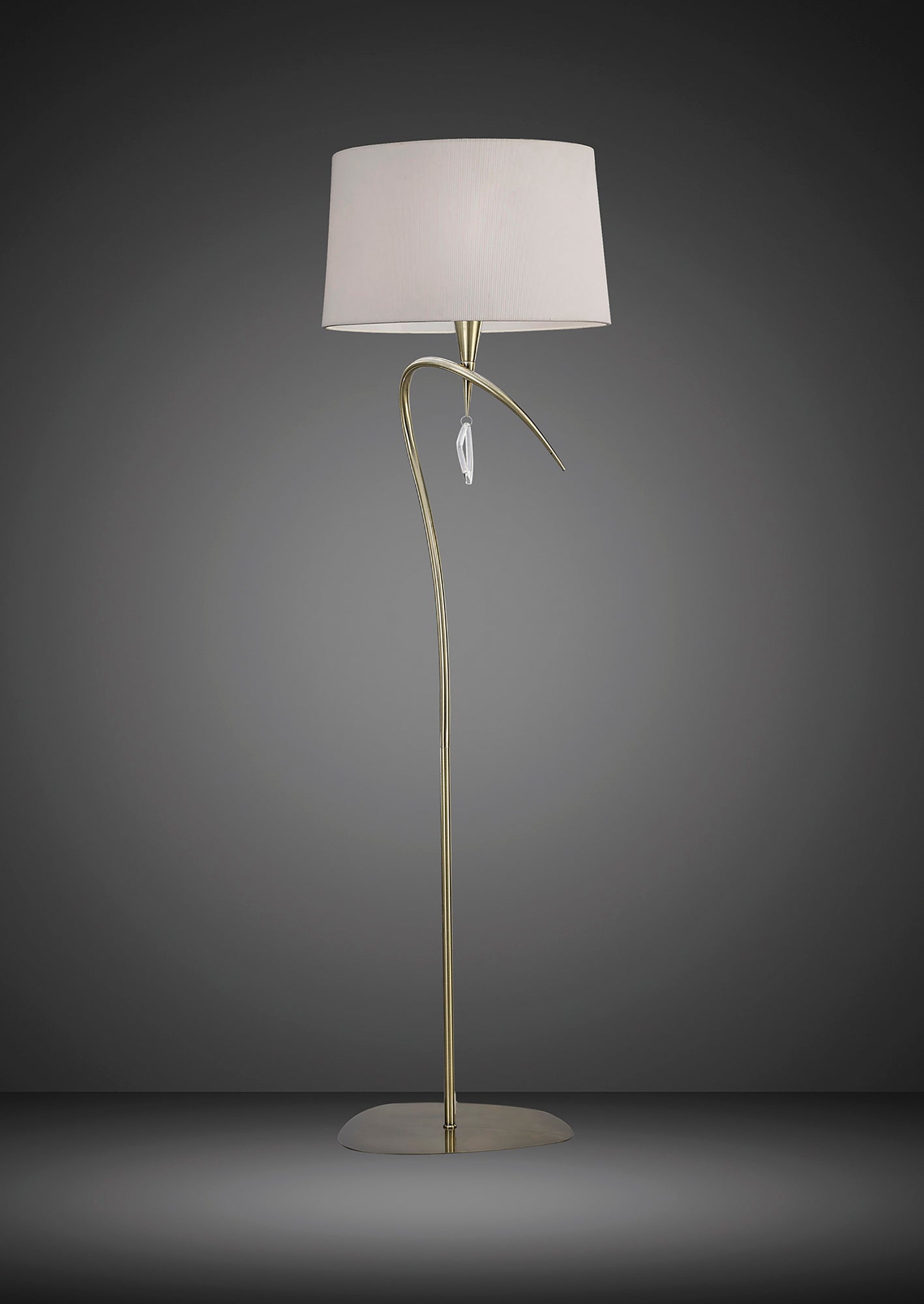 Mara Floor Lamp 4 Light E27, Antique Brass With Ivory White Shade by Mantra