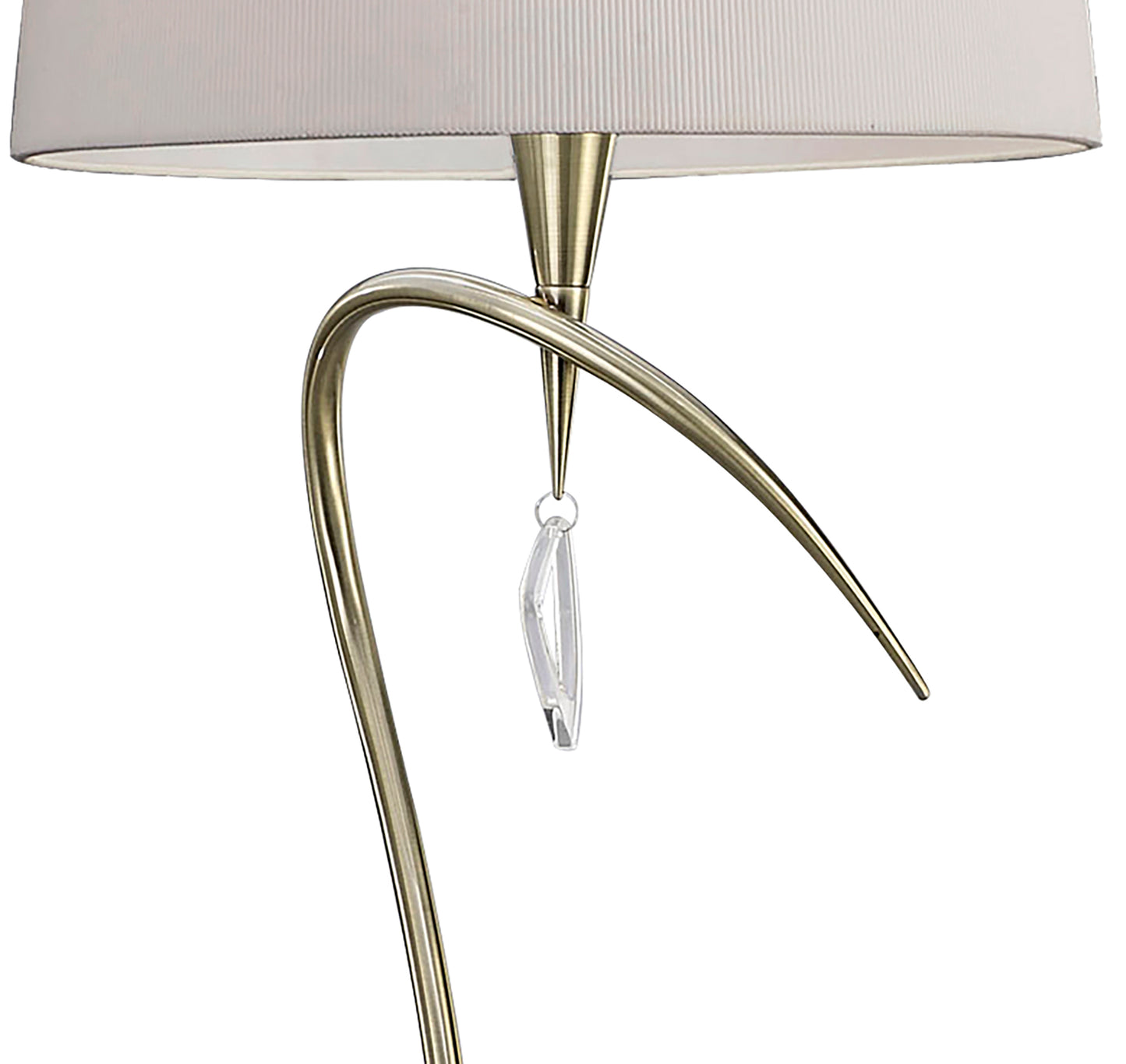 Mara Floor Lamp 4 Light E27, Antique Brass With Ivory White Shade by Mantra