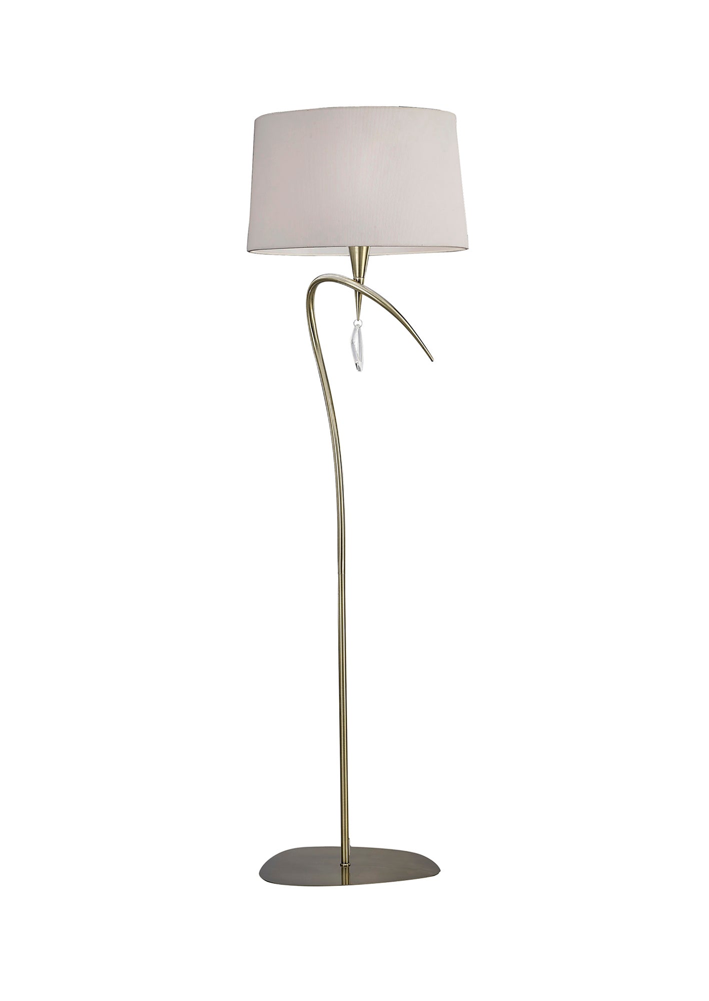 Mara Floor Lamp 4 Light E27, Antique Brass With Ivory White Shade by Mantra