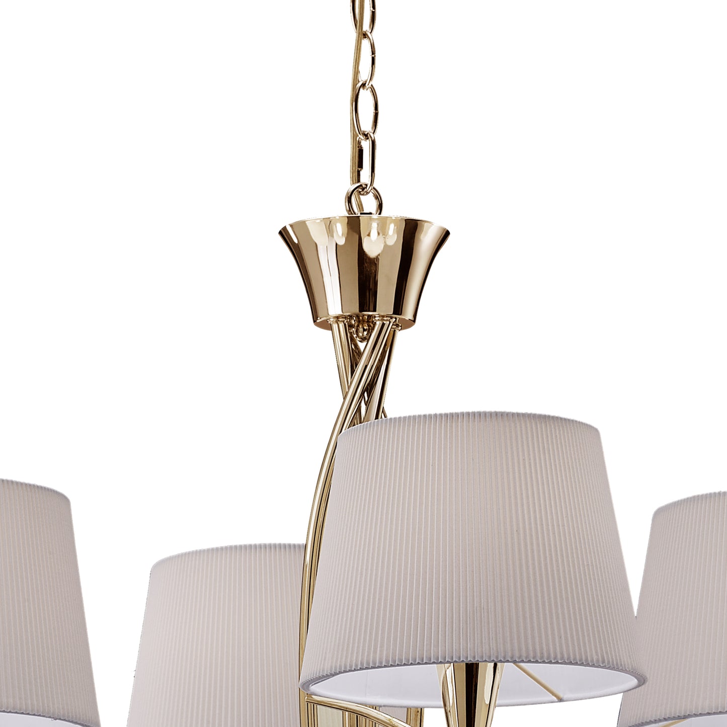 Mara Pendant 2 Tier 8 Light E14, French Gold With Ivory White Shades by Mantra