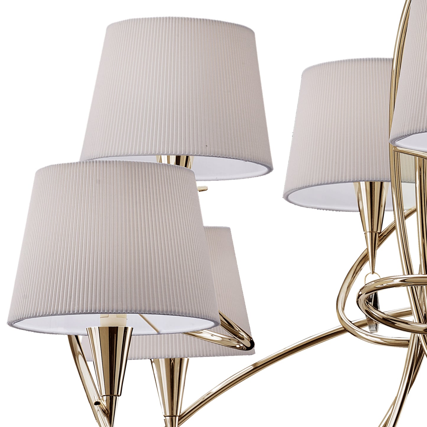 Mara Pendant 2 Tier 8 Light E14, French Gold With Ivory White Shades by Mantra