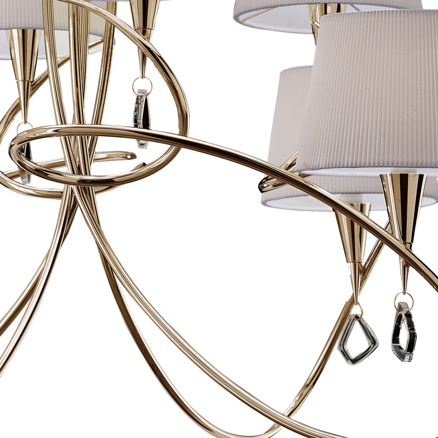 Mara Pendant 2 Tier 8 Light E14, French Gold With Ivory White Shades by Mantra