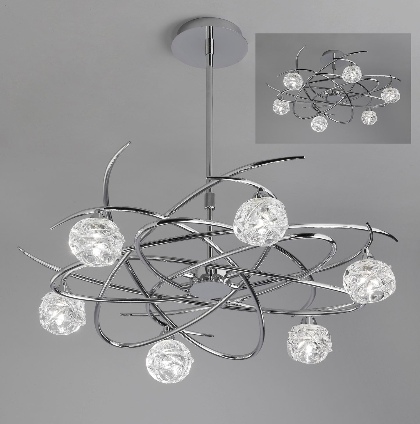 Maremagnum Telescopic Convertible To Semi Flush 6 Light G9, Polished Chrome by Mantra