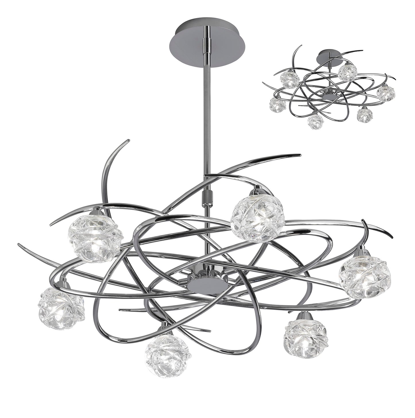 Maremagnum Telescopic Convertible To Semi Flush 6 Light G9, Polished Chrome by Mantra