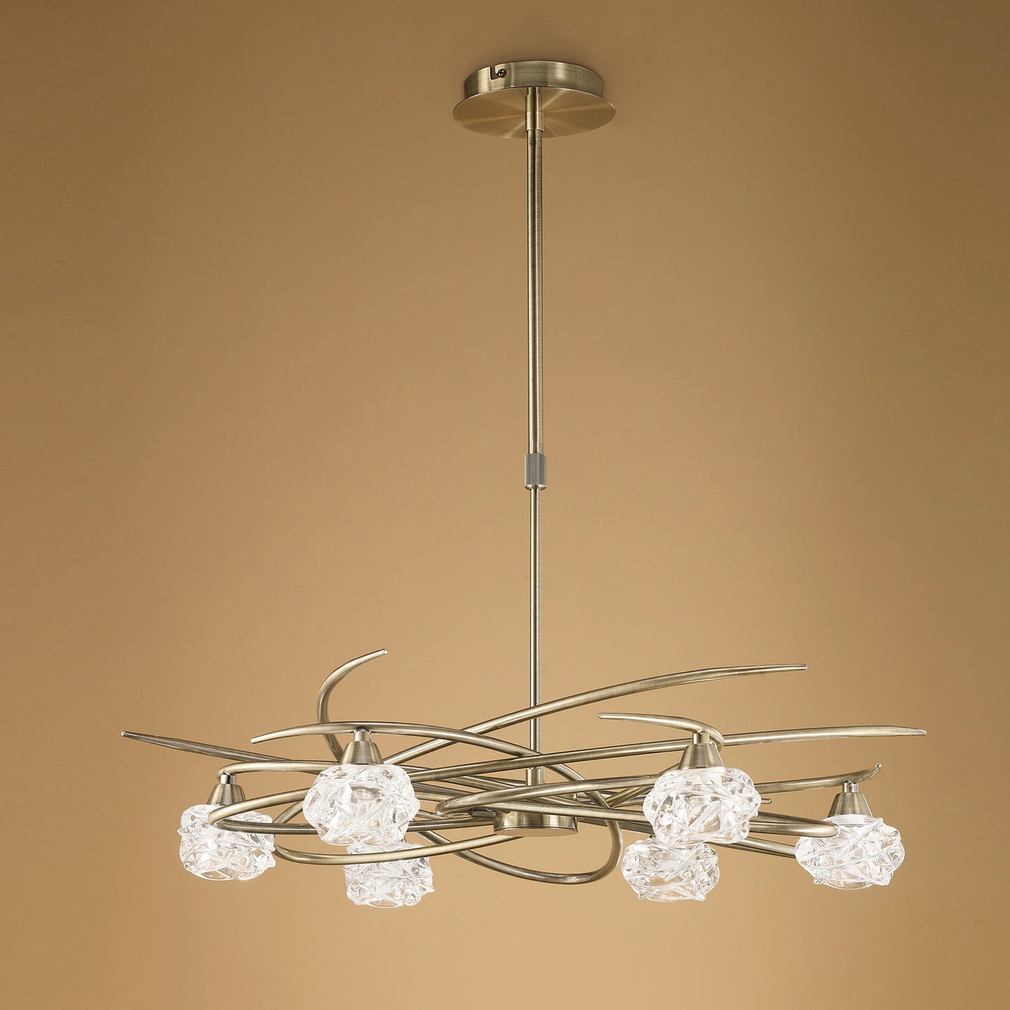 Maremagnum Telescopic Convertible To Semi Flush 6 Light G9, Antique Brass by Mantra