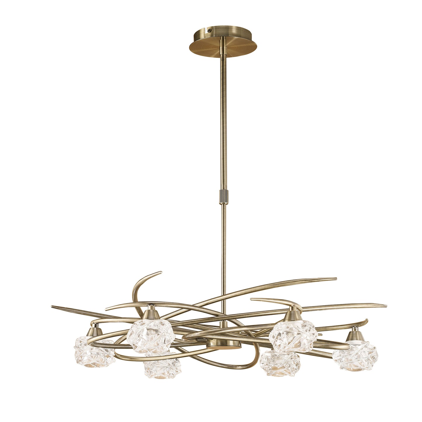 Maremagnum Telescopic Convertible To Semi Flush 6 Light G9, Antique Brass by Mantra