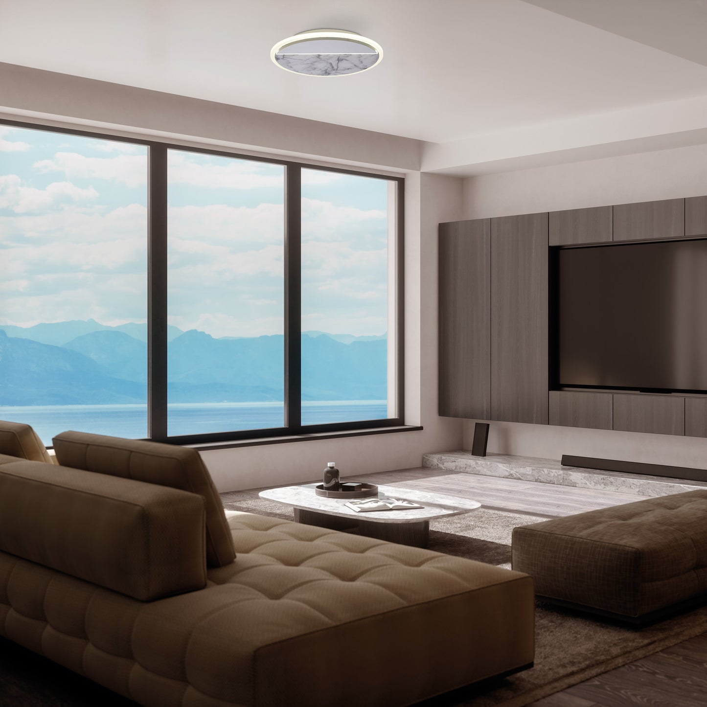 Marmol Ceiling Round, 30W LED, 3000K, 2100lm, White Marble/White, 3yrs Warranty by Mantra