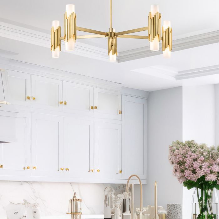 Marvele 10 lt Chandelier - Aged Brass