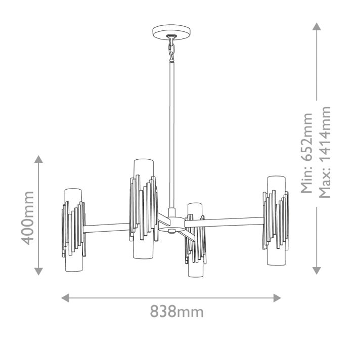 Marvele 8 lt Chandelier - Aged Brass